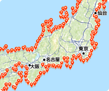 日本全国4,000ヶ所の釣り場を示した地図